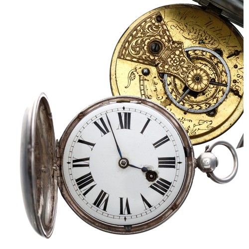 725 - Early 19th century silver verge hunter pocket watch, London 1832, the fusee movement signed Wm Mitch... 