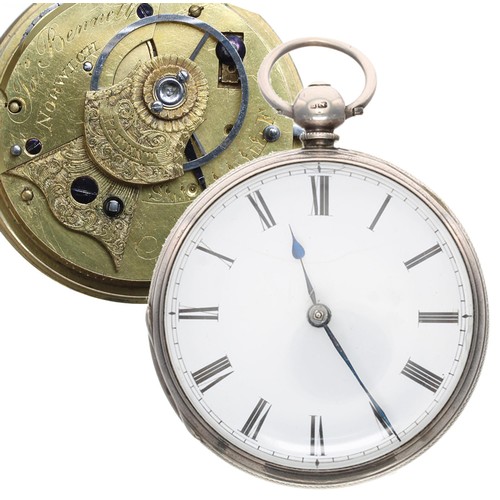 731 - Victorian silver fusee rack lever pocket watch, London 1854, the movement signed Jas Bennett, Norwic... 