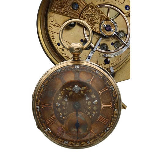 738 - 19th century Irish 18ct fusee lever pocket watch, Dublin 1875, the movement signed John Donegan, Dub... 