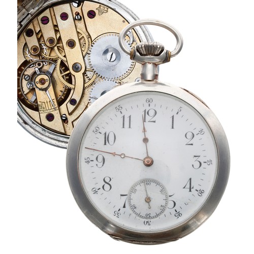 745 - L.U.C Chopard silver (.800) lever pocket watch, gilt frosted movement with stamped trademark, compen... 