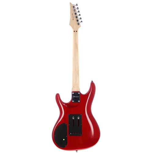 238 - 2004 Ibanez Joe Satriani JS100 electric guitar, made in Korea; Body: red finish, scratch to back, fu... 