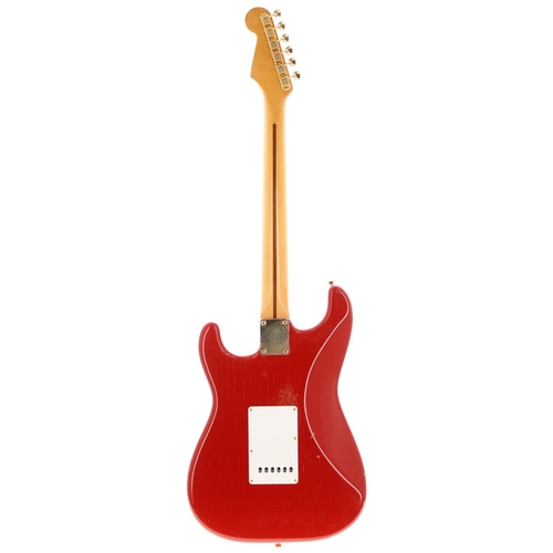 243 - Custom Build S Type electric guitar; Body: unknown red finished body, lacquer cracking, buckle marks... 