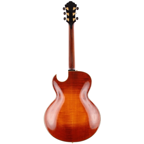 290 - Eastman John Pisano AR380CE hollow body electric guitar, made in China; Body: violin finished figure... 