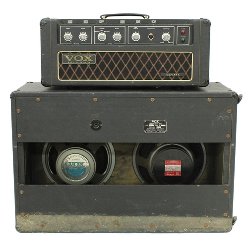 627 - Late 1960s Vox Defiant Solid State guitar amplifier head, made in England, with footswitch; together... 