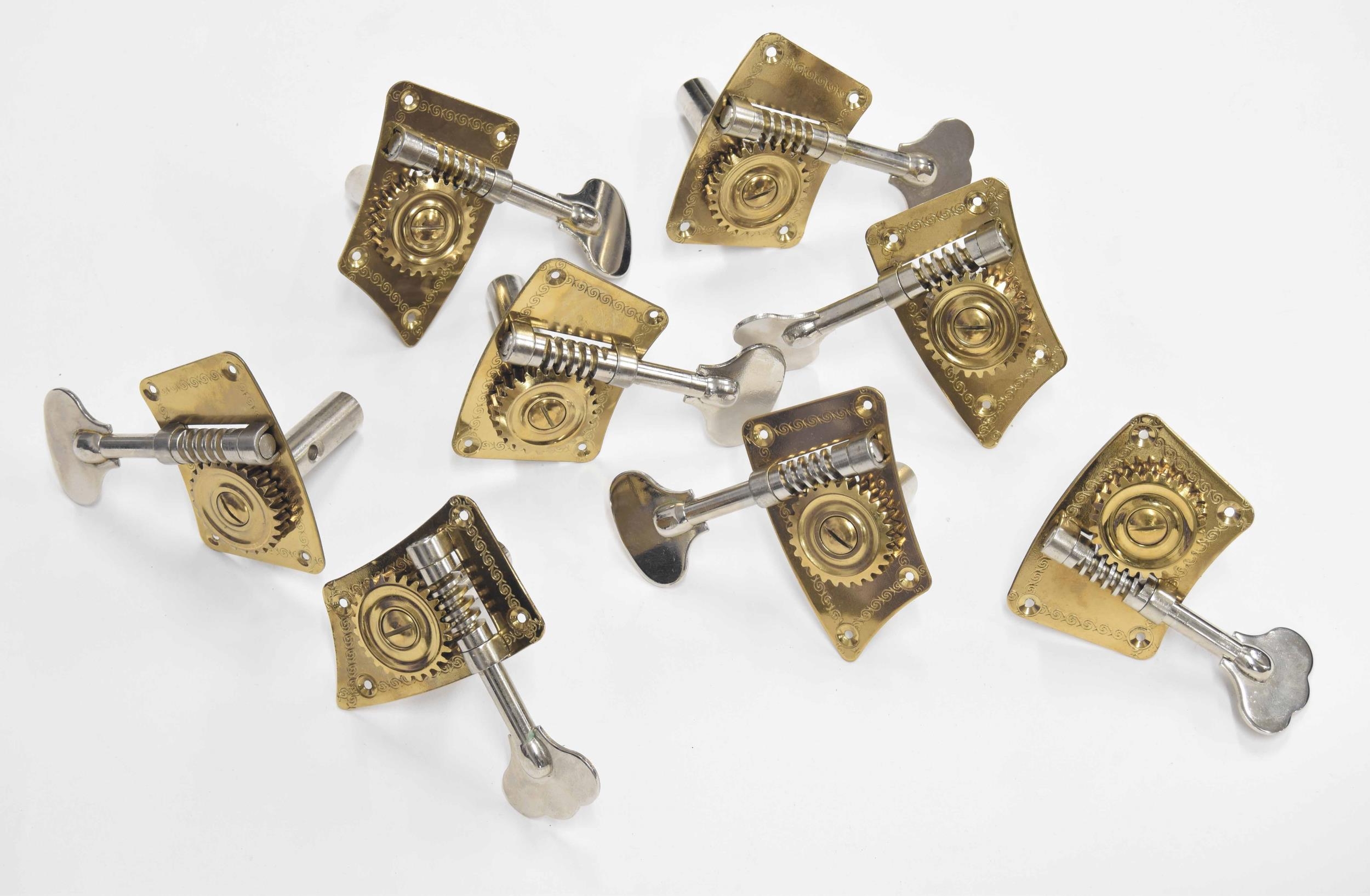 Two sets of modern double bass machine heads (8)