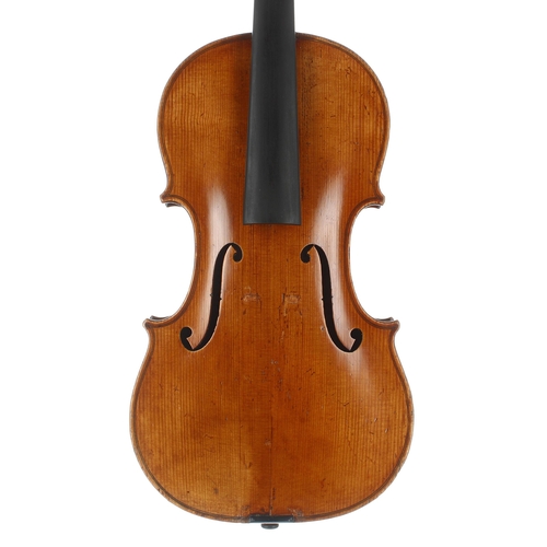 2456 - Good violin labelled Copie de Carlo Bergonzi..., the two piece back of faint medium curl with simila... 