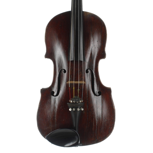 2459 - Interesting English viola circa 1800, unlabelled, the one piece back of plainish wood with faint med... 