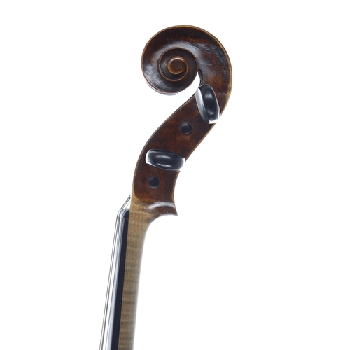 2459 - Interesting English viola circa 1800, unlabelled, the one piece back of plainish wood with faint med... 