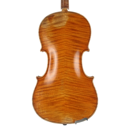 2460 - Good German violin labelled Carlo Storioni, Cremonensis Faciebat, 1894, the two piece back of broad ... 