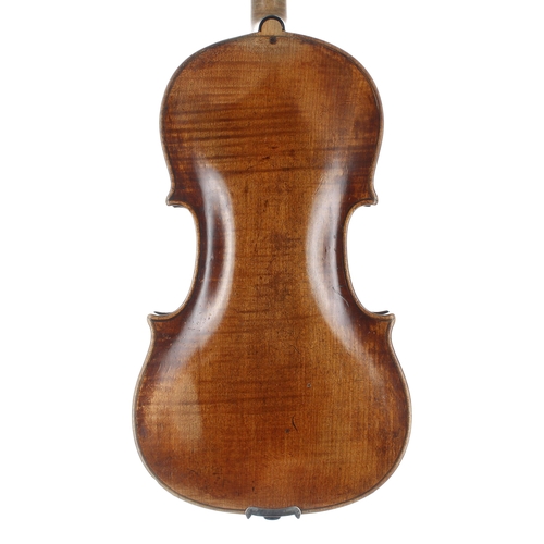 2461 - Good violin of the Prague School circa 1840, unlabelled, the one piece back of very faint medium cur... 