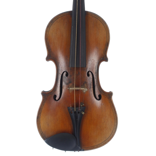 2462 - German double purfled violin labelled Leopold Wittalm in Nurnberg..., 14 1/16