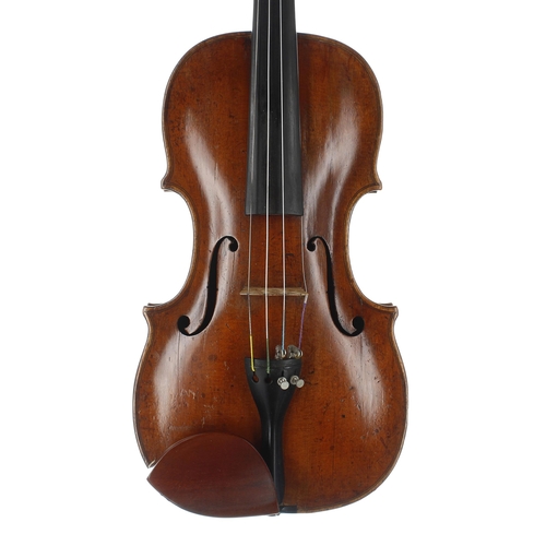 2463 - German violin by and labelled David Christian Hopf, Muficus Instrumentalis in Quittenbach, 1760, the... 