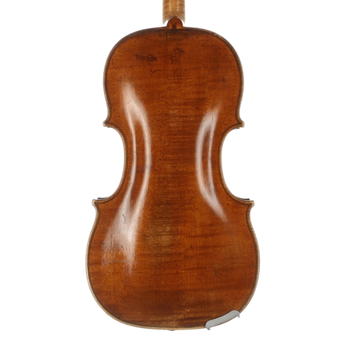 2463 - German violin by and labelled David Christian Hopf, Muficus Instrumentalis in Quittenbach, 1760, the... 