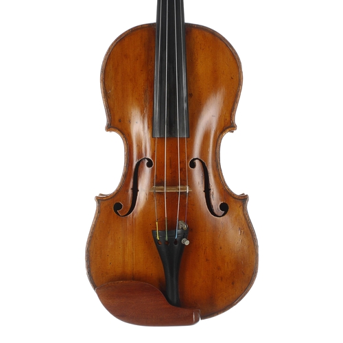 2464 - English violin by and labelled Peter Cleland, Maker, Paisley 1840, 14 1/8