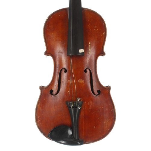 2469 - German viola of the Mittenwald School circa 1890, unlabelled, the two piece back of faint broad curl... 