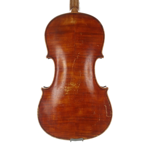 2469 - German viola of the Mittenwald School circa 1890, unlabelled, the two piece back of faint broad curl... 