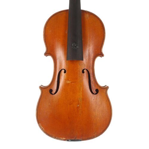 2470 - French violin of the Mougenot School, unlabelled, the two piece back of faint medium curl with simil... 