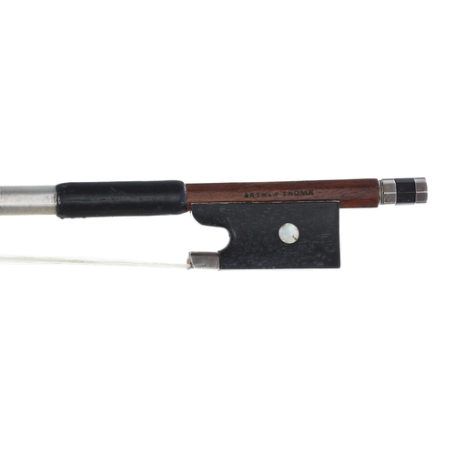 2237 - German nickel mounted violin bow by and stamped Arthur Thoma, 56gm