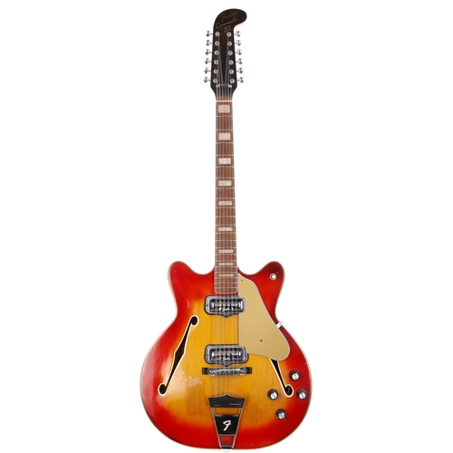 69 - Fender Coronado XII twelve string semi-hollow body electric guitar, made in USA, circa 1967; Body: c... 