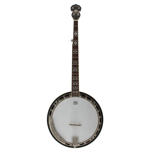 1567 - Barnes & Mullins five string banjo, with mahogany banded resonator, 11