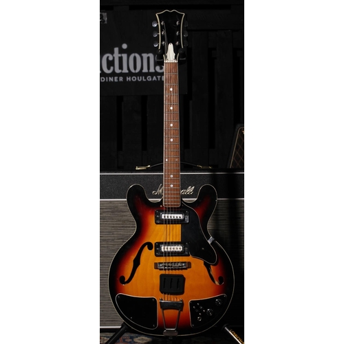 545 - 1970s Antoria Sound Master 1752 semi-hollow body electric guitar, made in Japan; Body: sunburst fini... 