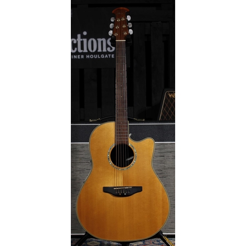 566 - Ovation Pinnacle CU147 electro-acoustic guitar, made in Korea; Back and sides: Lyrachord bowl back, ... 