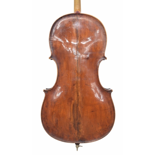 2518 - Interesting early English violoncello of the Kennedy Workshop in need of restoration, unlabelled, th... 