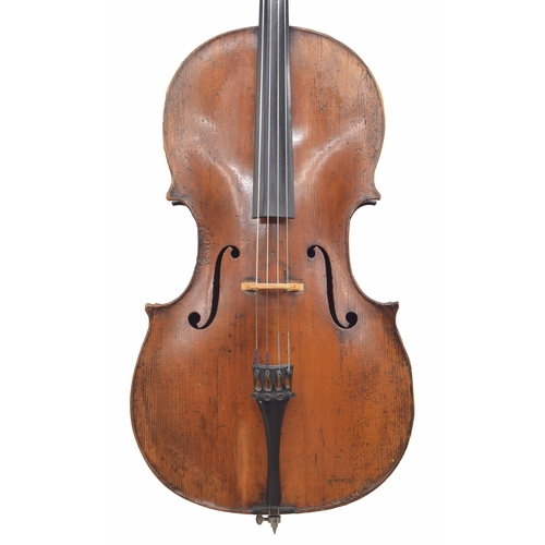 2519 - Good 19th century German violoncello labelled Antonius et Hieronimus Fr. Amati..., the two piece bac... 