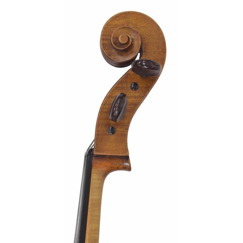 2519 - Good 19th century German violoncello labelled Antonius et Hieronimus Fr. Amati..., the two piece bac... 