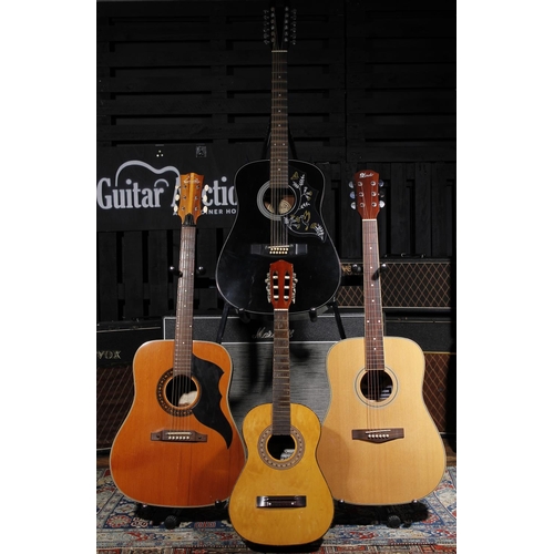 511 - Four acoustic guitars to include a Hondo H124 twelve string, an Eko Ranger 6, a Lindo HSSS-N and one... 