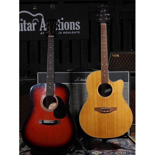 561 - Applause by Ovation AE28 electro-acoustic guitar, with gig bag (missing sound hole rosette); togethe... 