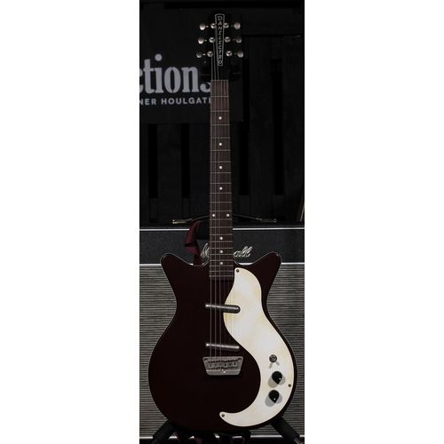 573 - Danelectro DC59 electric guitar; Body: burgundy finish, a few buckle scratches to back, otherwise go... 
