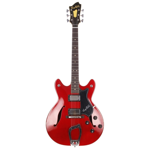 129 - 1970s Hagstrom Viking hollow body electric guitar, made in Sweden; Body: red finish, hairline lacque... 