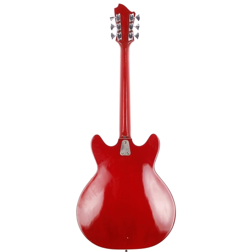 129 - 1970s Hagstrom Viking hollow body electric guitar, made in Sweden; Body: red finish, hairline lacque... 