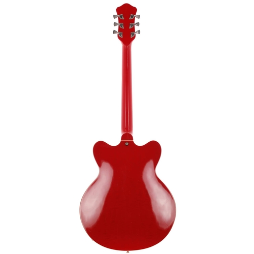 135 - Hofner Verythin Standard electric guitar, made in Germany; Body: red finish, surface scratches and d... 