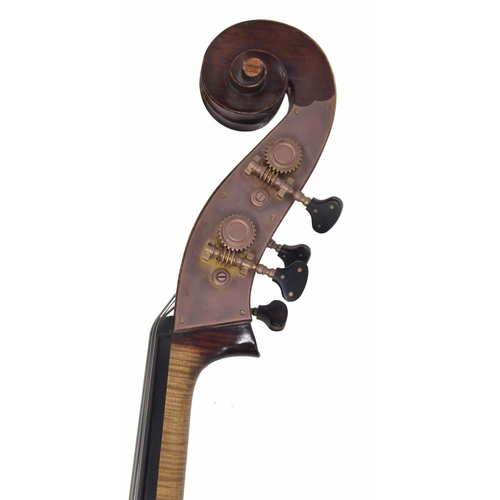 2522 - Good 20th century Hungarian double bass, unlabelled, back length 44