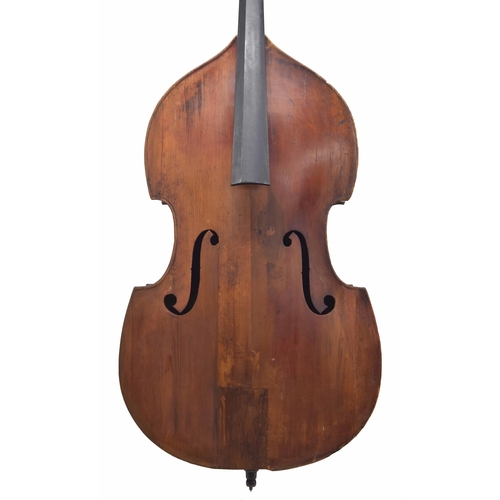 2525 - Interesting 19th century swell back double bass in need of some restoration, back length 44 1/2