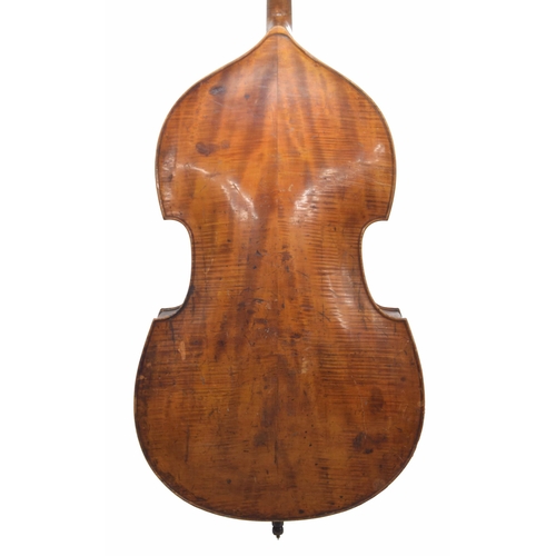 2525 - Interesting 19th century swell back double bass in need of some restoration, back length 44 1/2