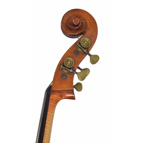 2526 - Good German double bass, with well figured maple back and sides, the head of matching wood, also wit... 