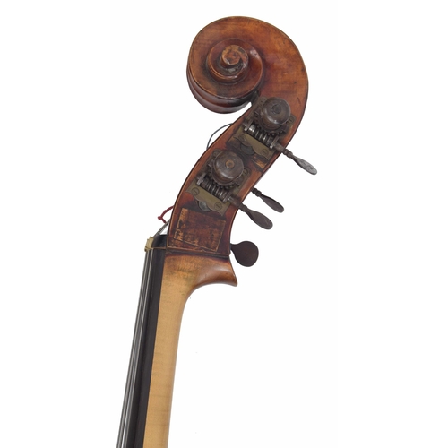 2527 - Good French double bass probably by Paul Claudot, possibly composite, bearing a repairer's label to ... 