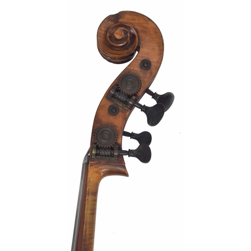 2528 - Good French double bass probably from the Buthod workshop, Mirecourt circa 1880, unlabelled, length ... 