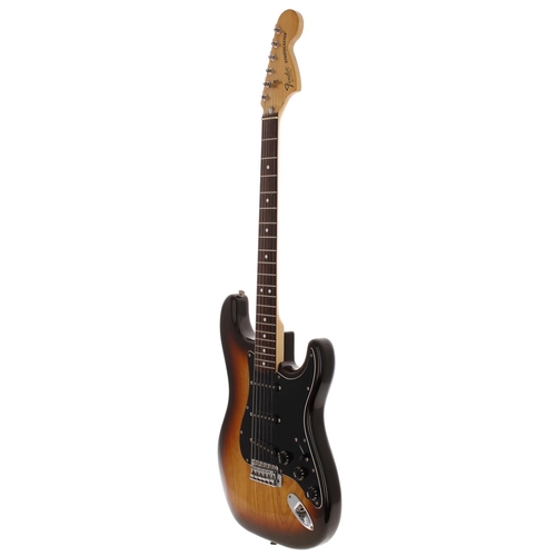 76 - 1979 Fender Stratocaster electric guitar, made in USA; Body: sunburst finish, a few minor dings, alt... 
