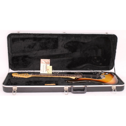 76 - 1979 Fender Stratocaster electric guitar, made in USA; Body: sunburst finish, a few minor dings, alt... 