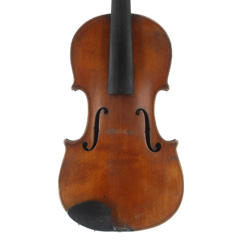 2474 - Interesting 19th century violin labelled Gaetano Chiocchi, fecit Patavii Anno 1874, the two piece ba... 