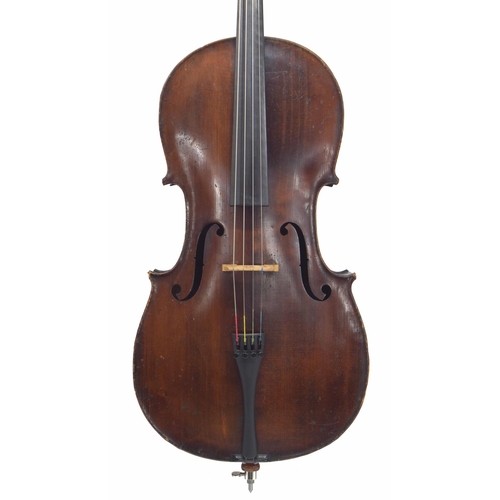 2516A - 19th century three-quarter size Saxon violoncello, unlabelled, 27 3/8