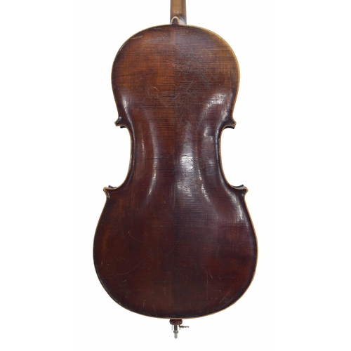 2516A - 19th century three-quarter size Saxon violoncello, unlabelled, 27 3/8