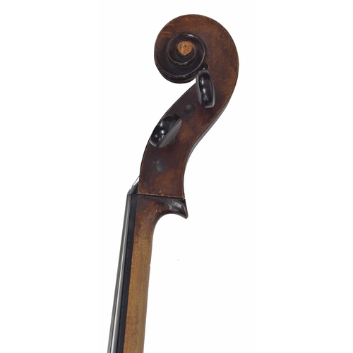 2516A - 19th century three-quarter size Saxon violoncello, unlabelled, 27 3/8