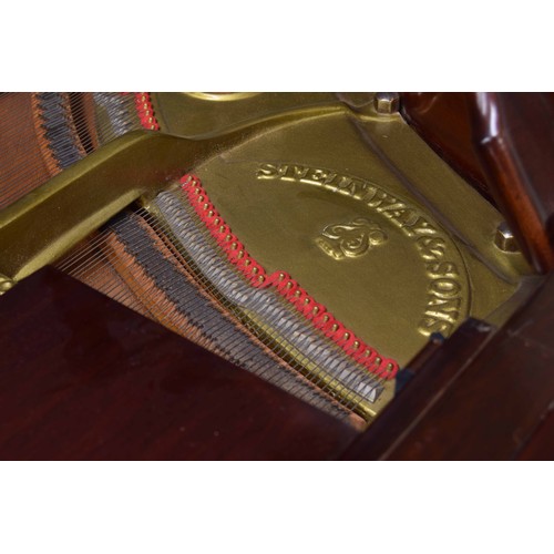 1557 - Steinway & Sons mahogany boudoir grand piano, the frame embossed tubular metallic action frame P... 