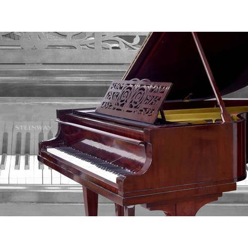 1557 - Steinway & Sons mahogany boudoir grand piano, the frame embossed tubular metallic action frame P... 