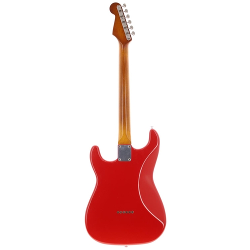 272 - Custom Build S-Type electric guitar; Body: Fiesta red nitro finish, light marks and dings; Neck: Fen... 